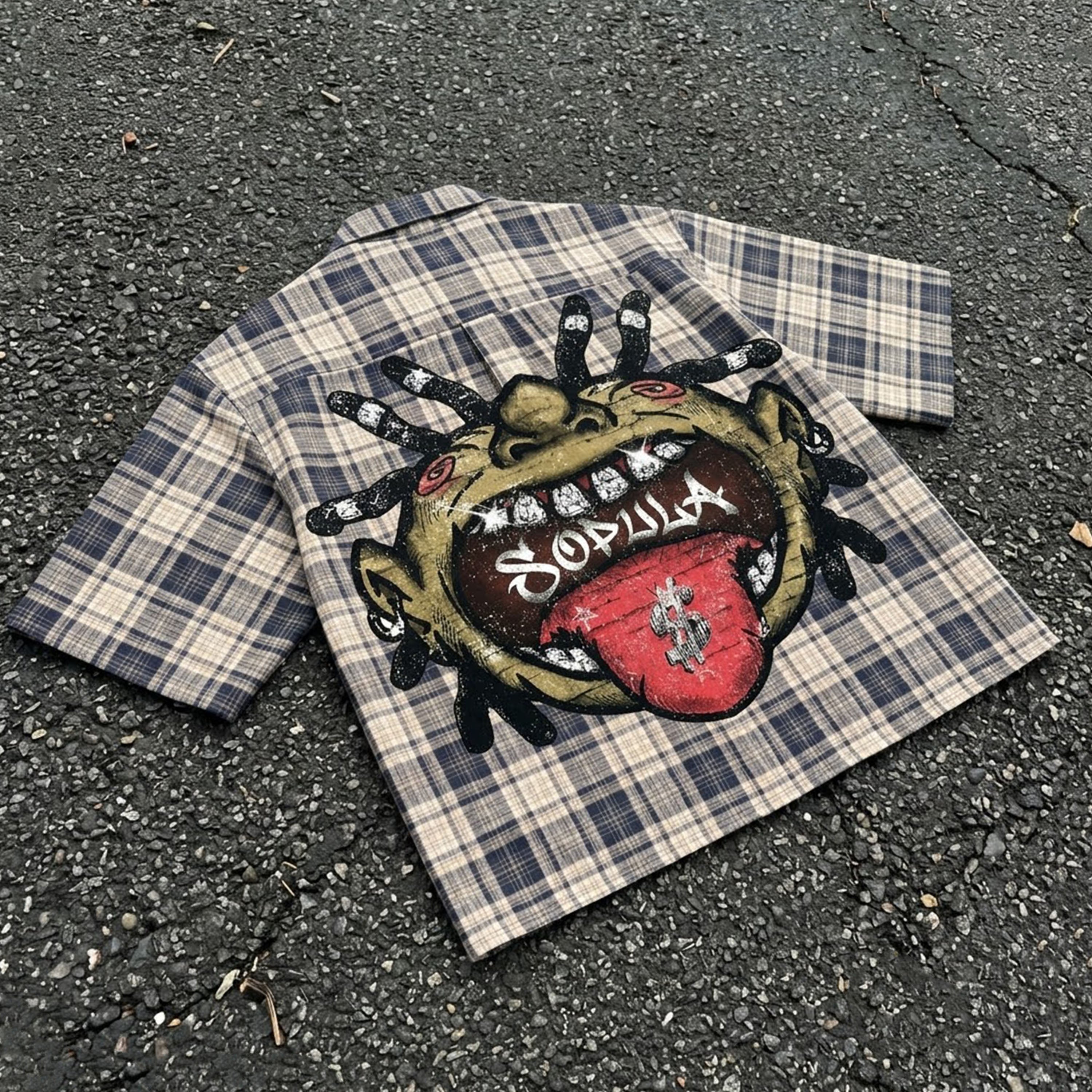 Hip Hop Vintage Street Style Boy Graphic Plaid Jacket Shirt
