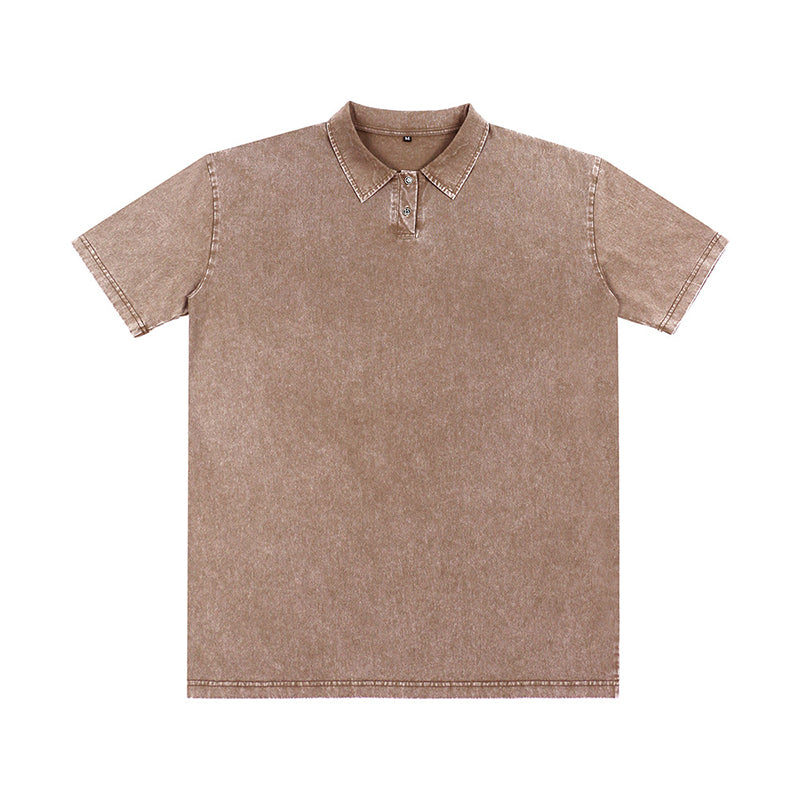 Retro Pure Cotton Casual Collared Short-sleeved Polo Shirt
