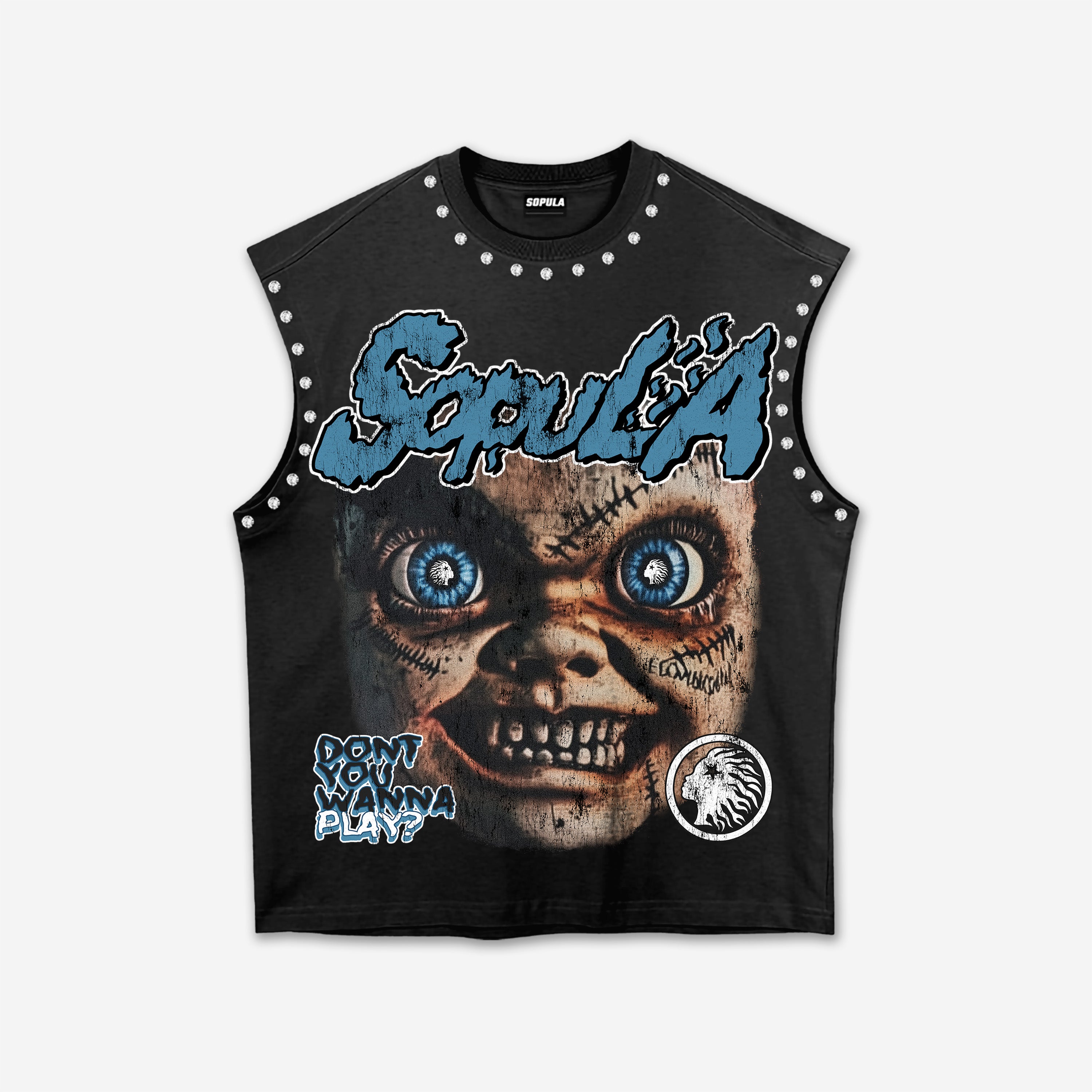 Sopula Don't You Wanna Play Evil Face Graphic Tank Top