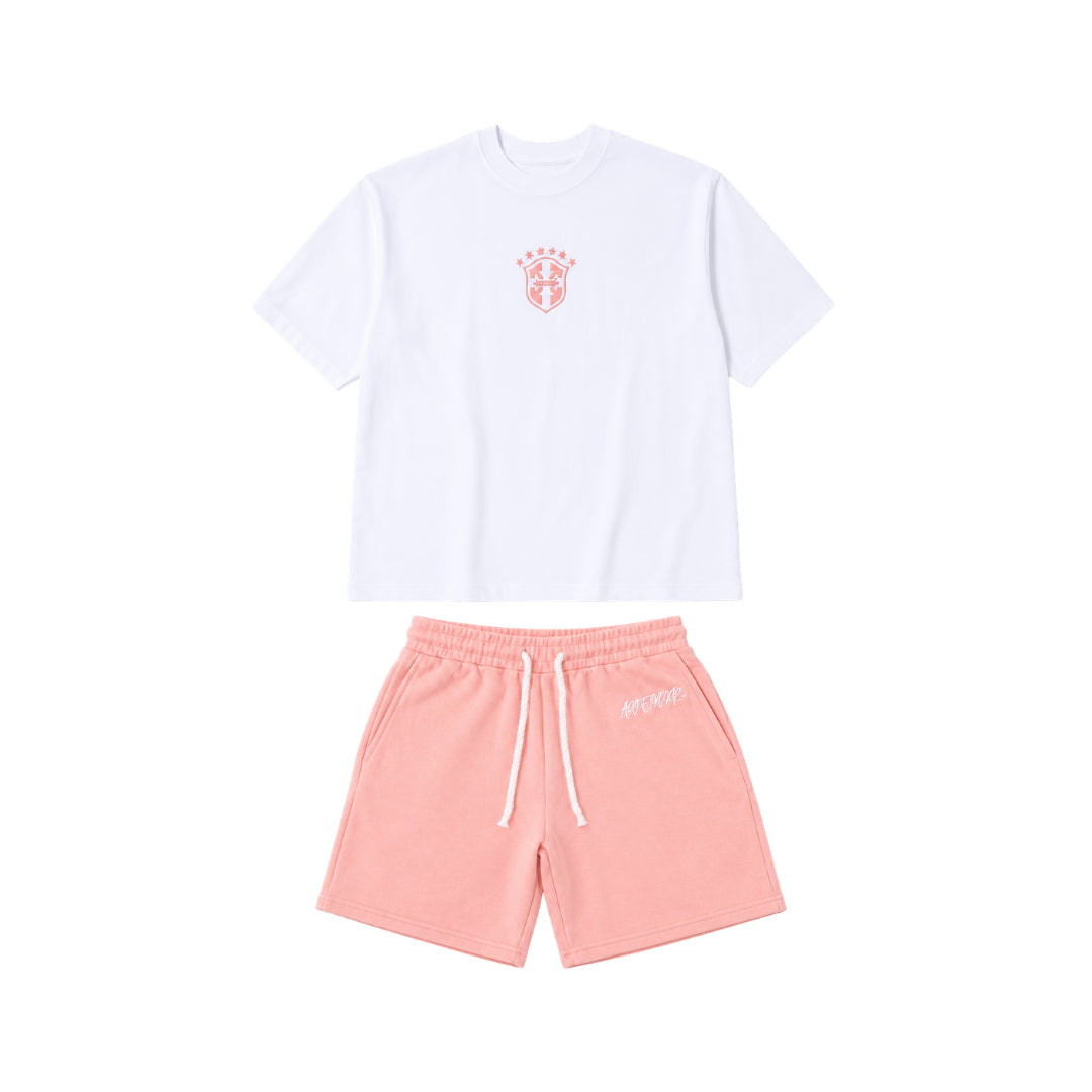 Men's Embroidered Drawstring Sports T-shirt And Shorts Set
