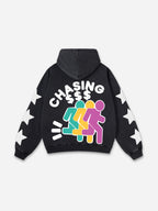 Vintage Chasing Money Graphic Acid Washed Oversized Hoodie