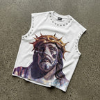 Rhinestone-embellished Tank Top With Diamond Jesus Print