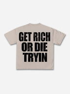 Vintage Get Rich Money Portrait Print Cotton T-shirt