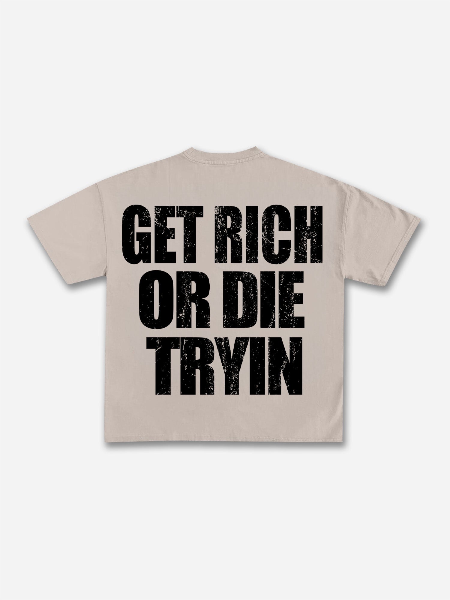 Vintage Get Rich Money Portrait Print Cotton T-shirt