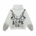 Retro Hip-hop Valley Trendy Letter Necklace Printed Pocket Hoodie