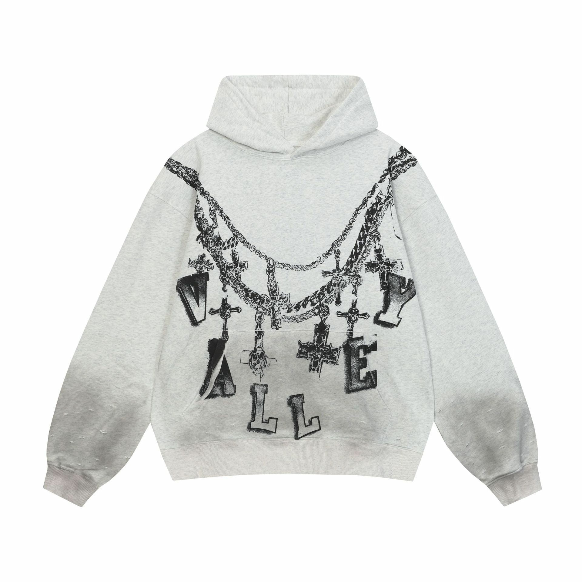 Retro Hip-hop Valley Trendy Letter Necklace Printed Pocket Hoodie