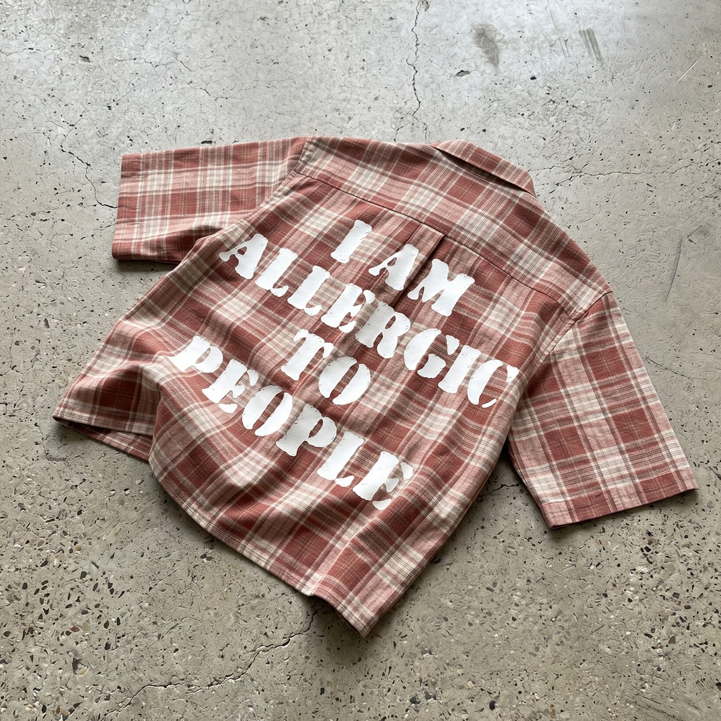 I Am Allergic To People Slogan Graphic Plaid Jacket Shirt