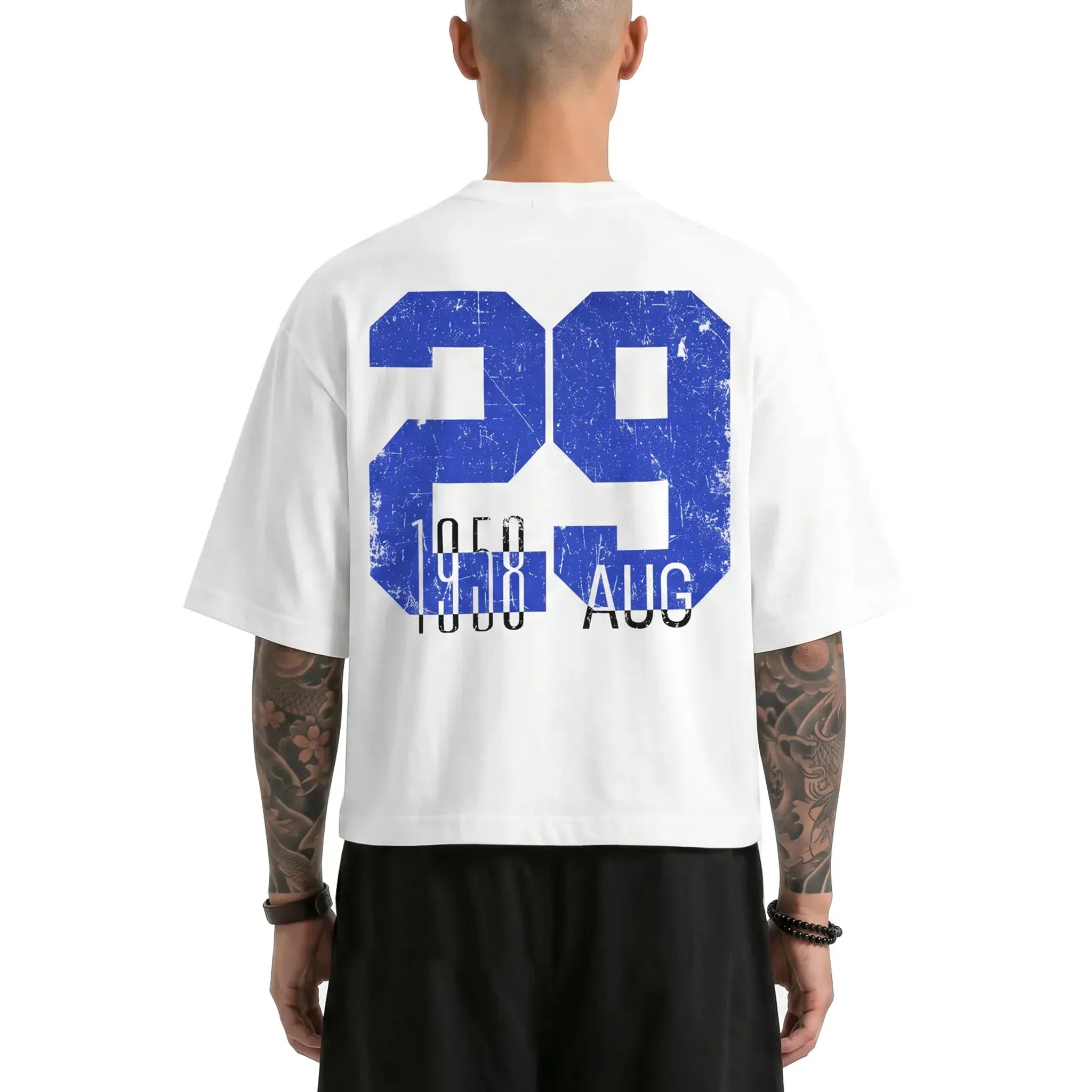 Retro Number Graffiti Print Pure Cotton Sports Short-sleeved T-shirt