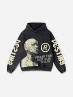 Vintage Destiny Mummy Graphic Distressed Acid Wash Hoodie