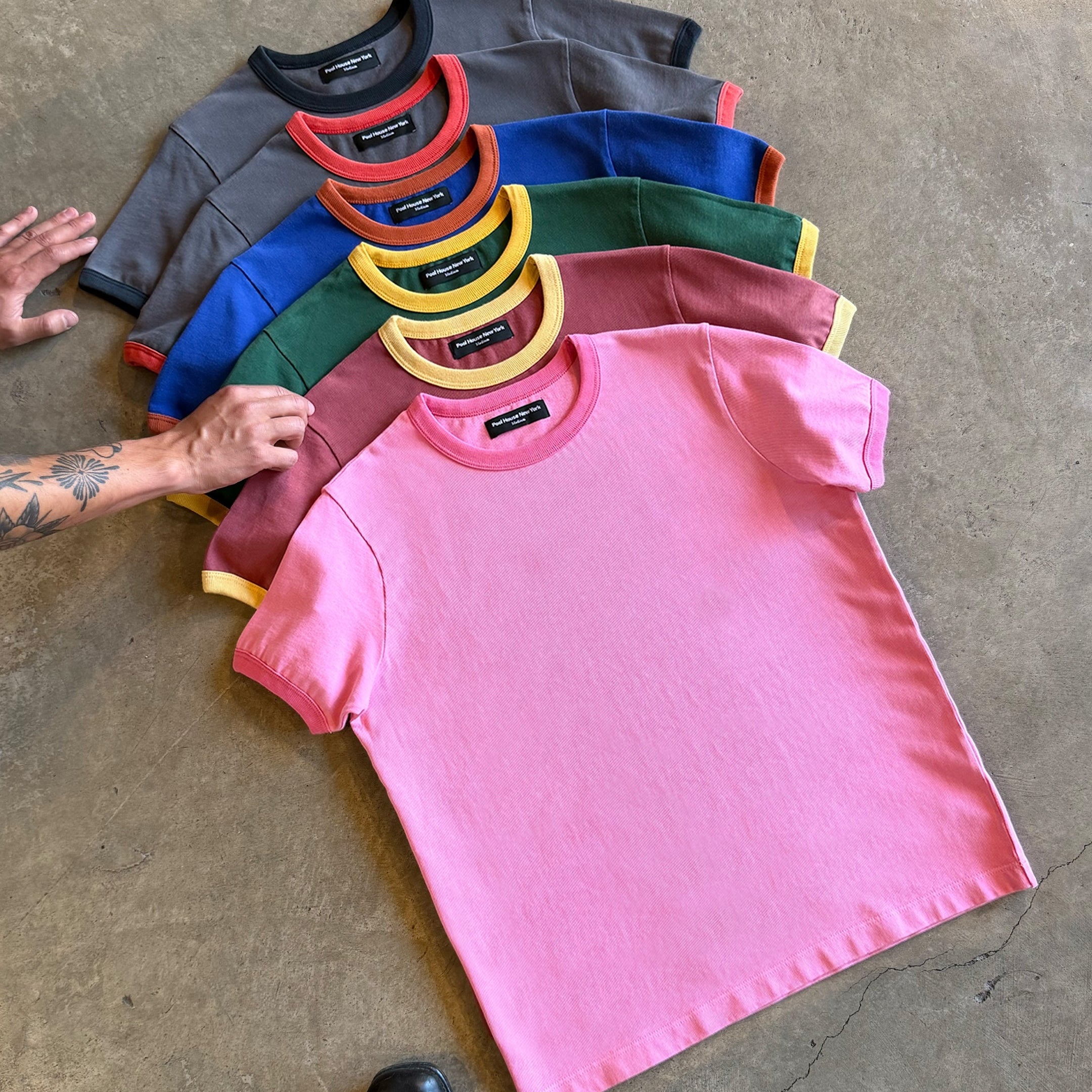 Contrasting Color-blocked Pure Cotton Crew Neck  Tee
