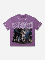 Angel Cross Retro Artistic Graphic Acid Washed T-shirt