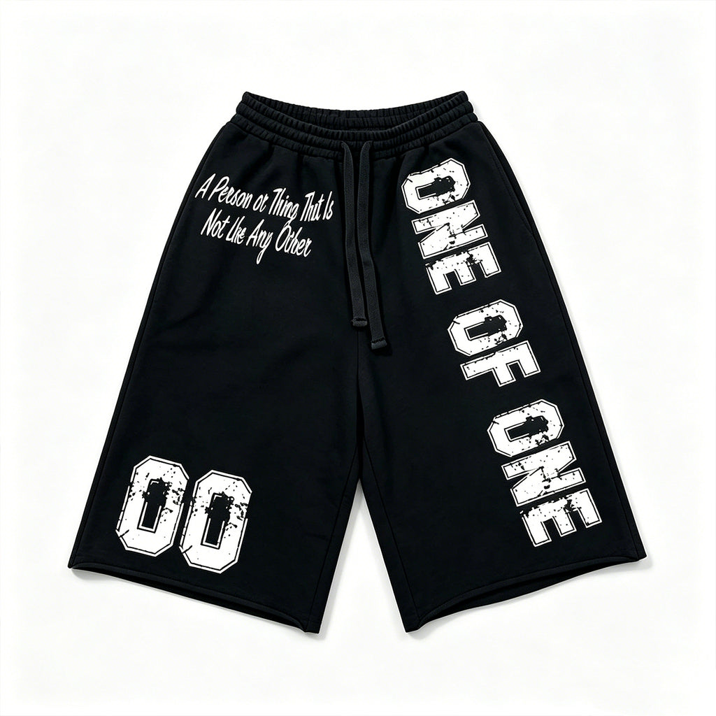 Vintage Word Graphic Drawstring Casual Pocket  3/4 Shorts