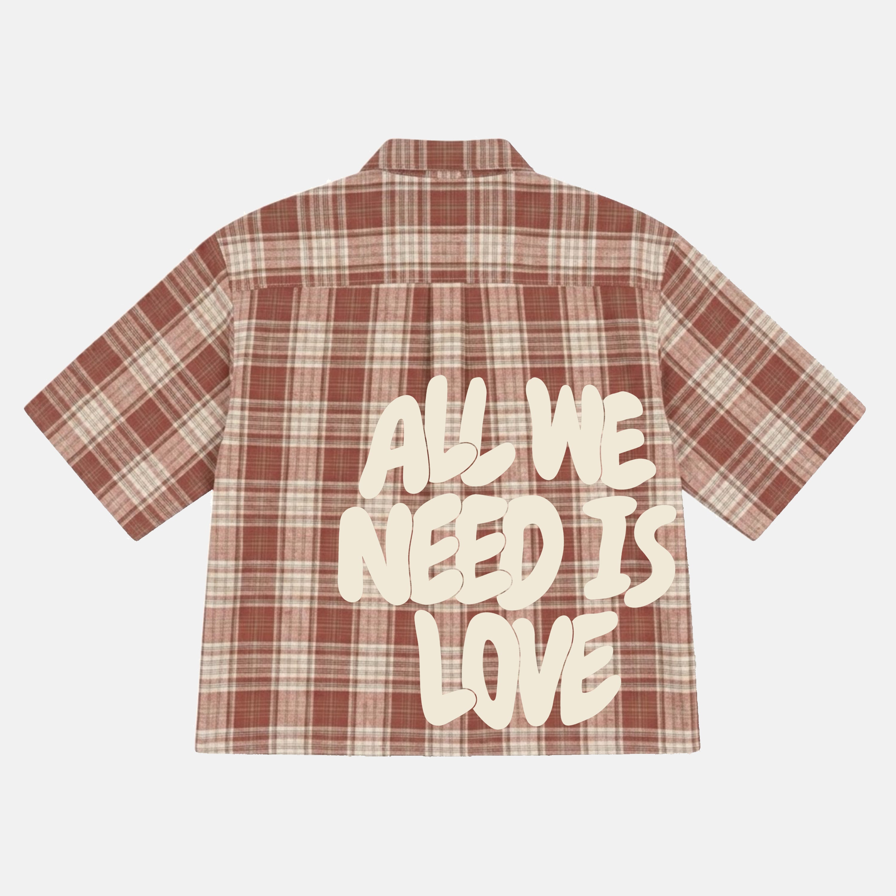 All We Need Is Love Retro Graphic Plaid Jacket Shirt