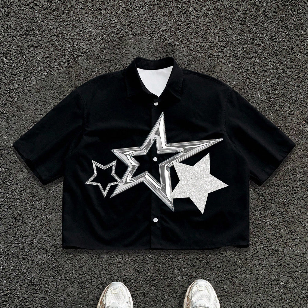 Men's Star Print Loose Short-sleeve Shirt