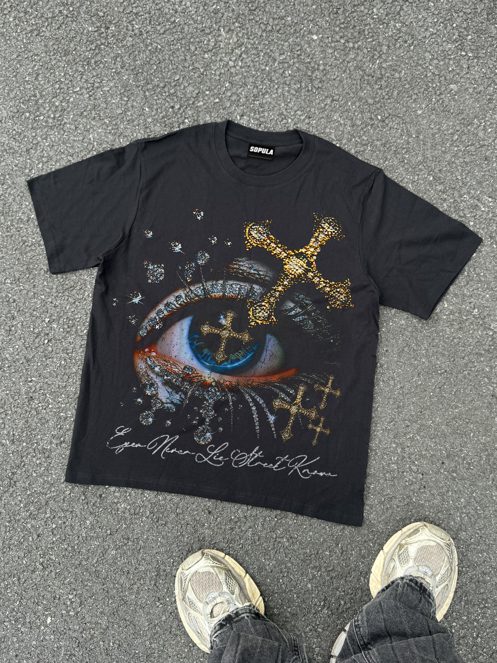 Cross Diamond Eye Graphic Cotton T-shirt