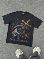 Cross Diamond Eye Graphic Cotton T-shirt