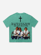 Retro First Sunday Faith Graphic Print Acid Washed T-shirt