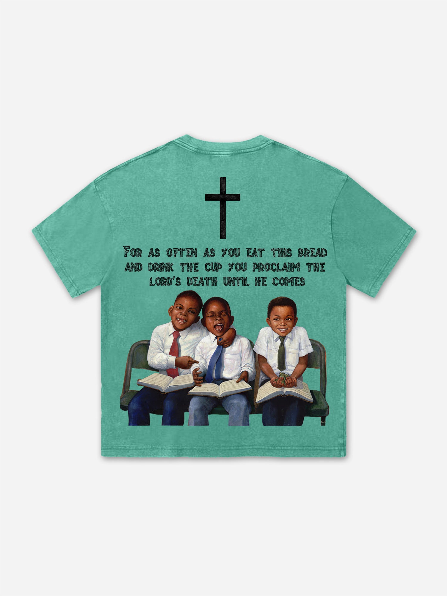 Retro First Sunday Faith Graphic Print Acid Washed T-shirt