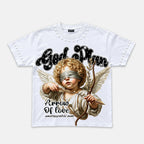Retro God's Plan Angel Cupid Graphic Rhinestone T-shirt