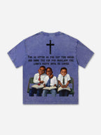 Retro First Sunday Faith Graphic Print Acid Washed T-shirt
