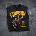 Cowboy Rodeo Dreams Tank Top & Letter Embroidered Denim Shorts Set