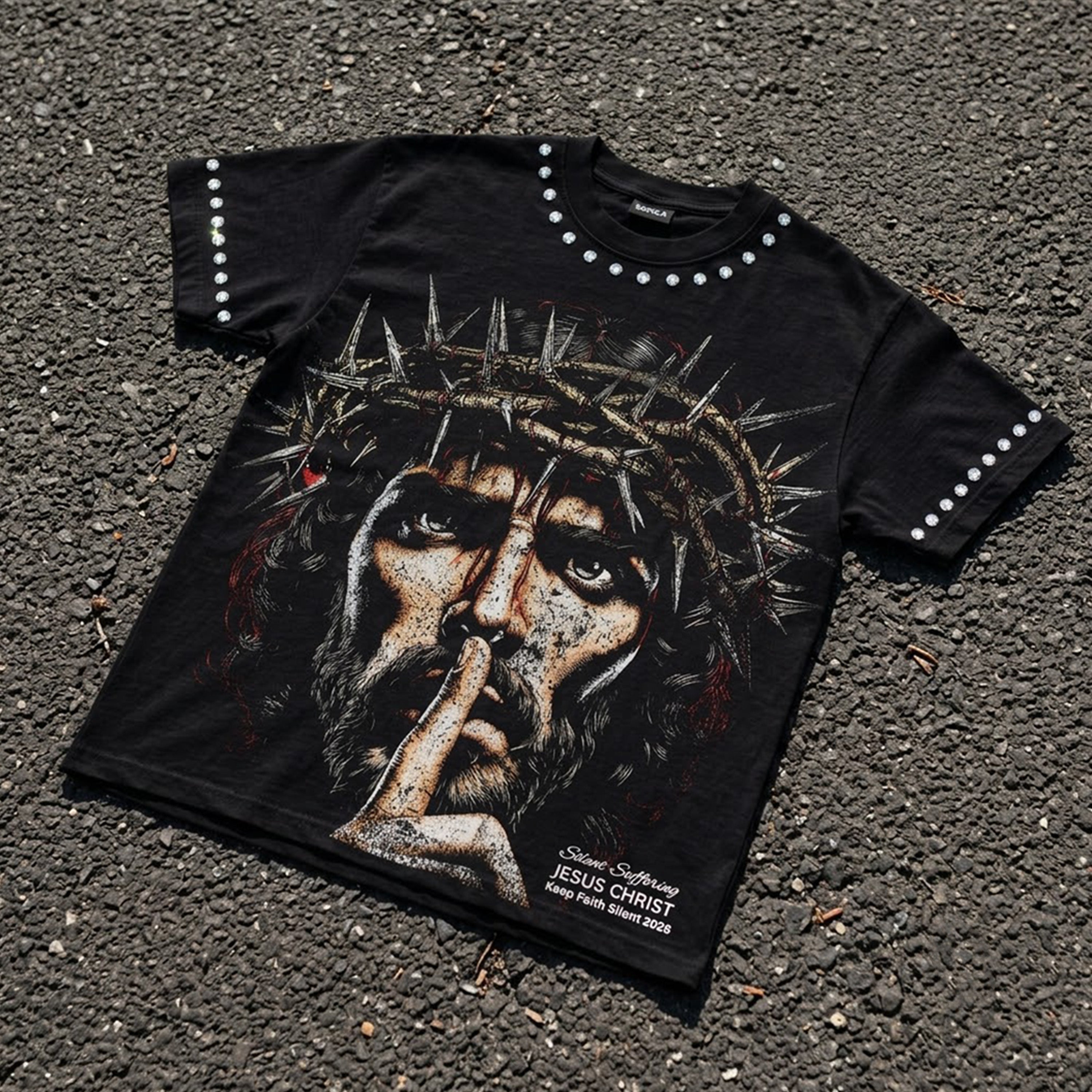 Retro Religion Jesus Thorns Christian Faith Graphic T-shirt