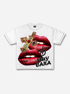 Y2k Cross Street Red Lips Graphic Cotton T-shirt