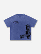 Vintage Casual Jesus Saves Graphic Acid Washed T-shirt