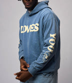 Puff Print Jesus Loves You Graphic Heavyweight Washed Hoodie