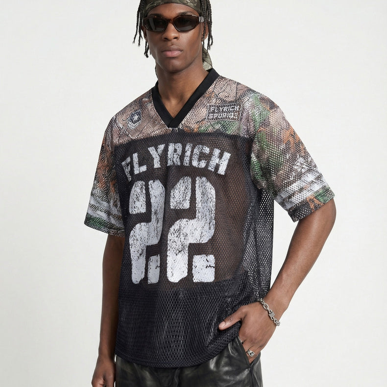 Vintage Fly Rich NO.22 Oversized Graphic Jersey Tees