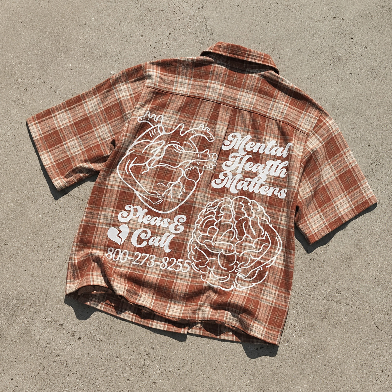 Mental Health Matters Brain Heart Graphic Plaid Jacket Shirt