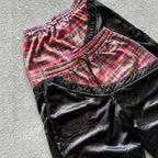 Fashionable Plaid Color-blocked Drawstring Casual Shorts