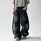 Streetwear Lightning Camo Washed Blade Baggy Jeans