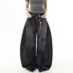 Retro Gradient Embroidered Patchwork Baggy Jeans