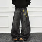 Retro Gradient Embroidered Patchwork Baggy Jeans