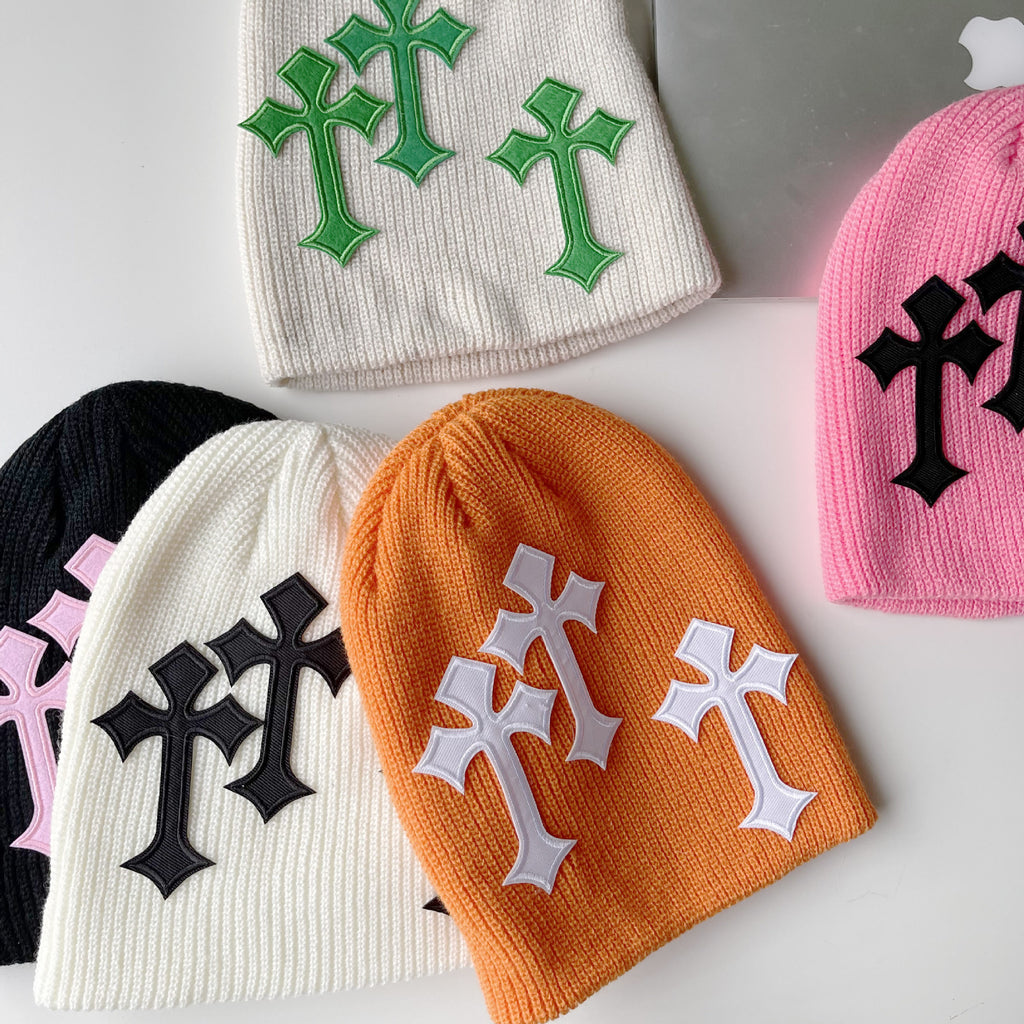 Casual Gothic Cross Pattern  Acrylic Knitted Hat