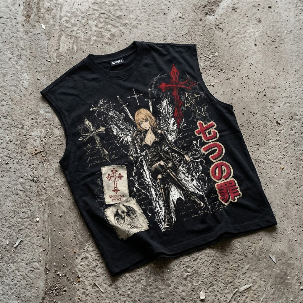 The Seven Deadly Sins Dark Cross Retro Anime Graphic Tank Top