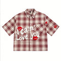 Summer Men's Creative Plaid Lip Print Pattern Shirt