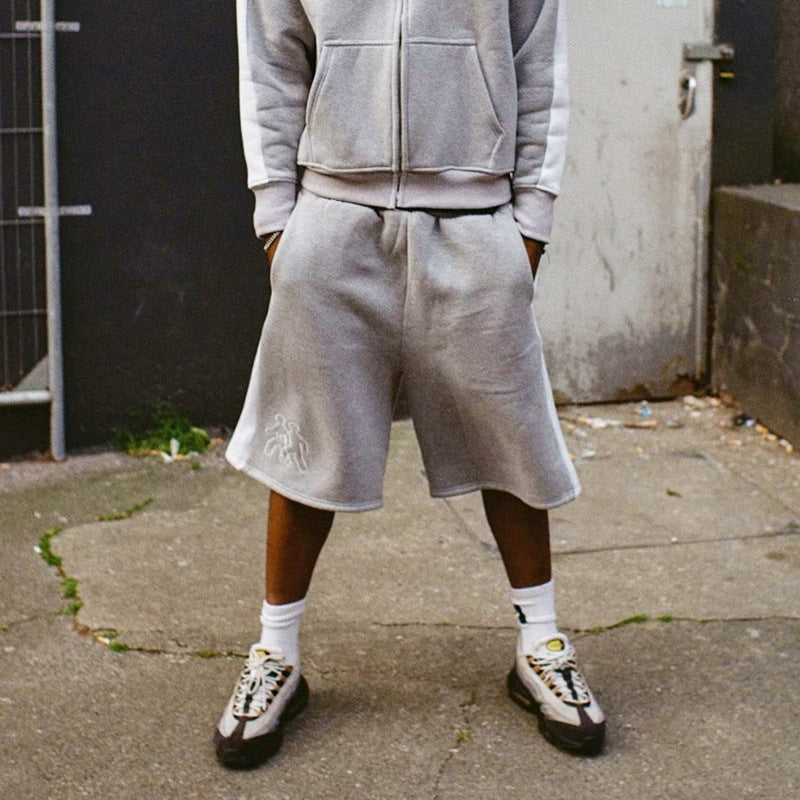 Men's Embroidered Hooded Zipper Sweatshirt And Pants Tracksuit