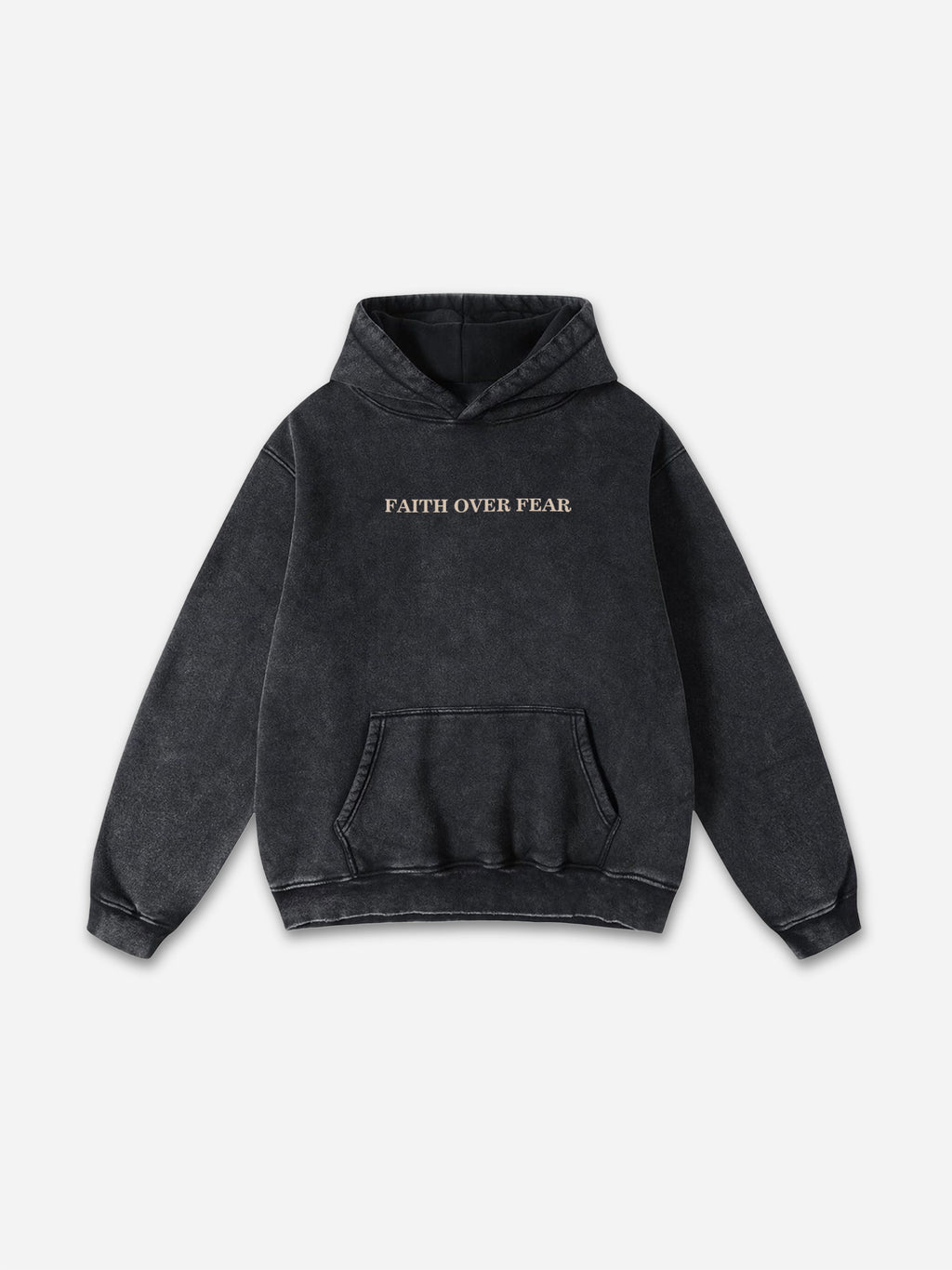 Vintage Faith Over Fear Graphic Acid Washed Oversized Hoodie