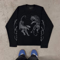 Retro Japanese Style Tiger Y2k Gothic Print Long-sleeved T-shirt
