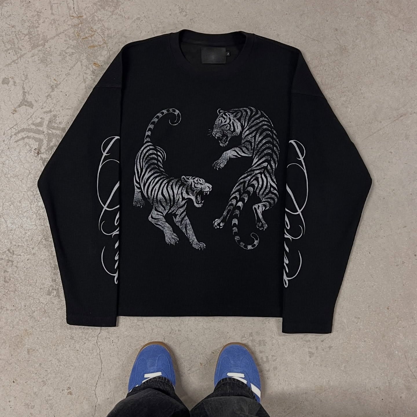 Retro Japanese Style Tiger Y2k Gothic Print Long-sleeved T-shirt