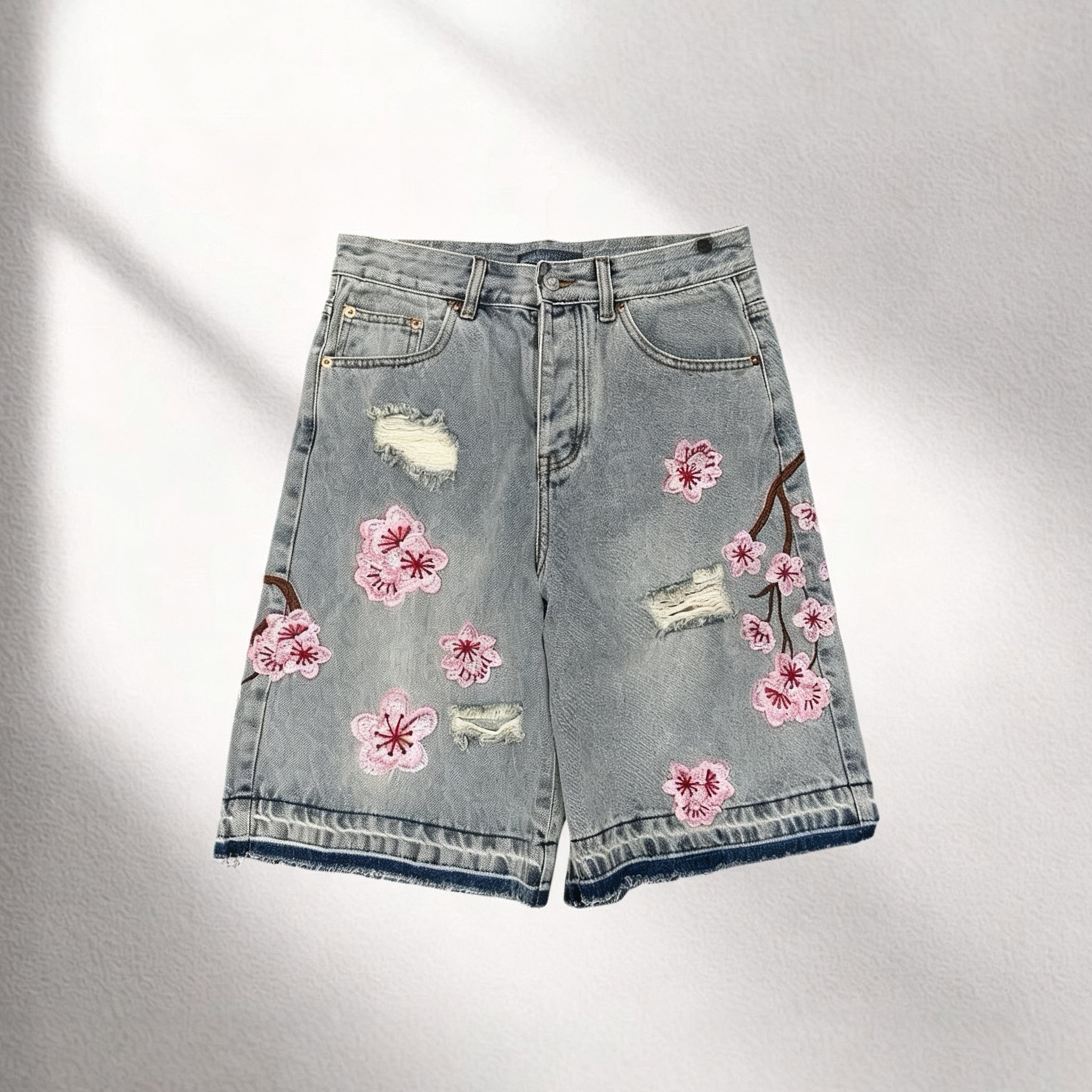 Retro Japanese Floral  Loose Shorts  Jorts