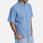 Men's Retro Short-sleeve Denim Shirt