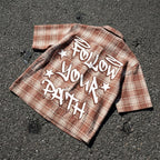 Street Leisure Follow Your Path Graphic Plaid Jacket Shirt