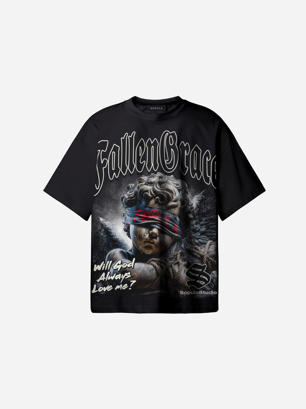 Will God Always Love Me？ Crying Angel Vintage Graphic Cotton T-shirt