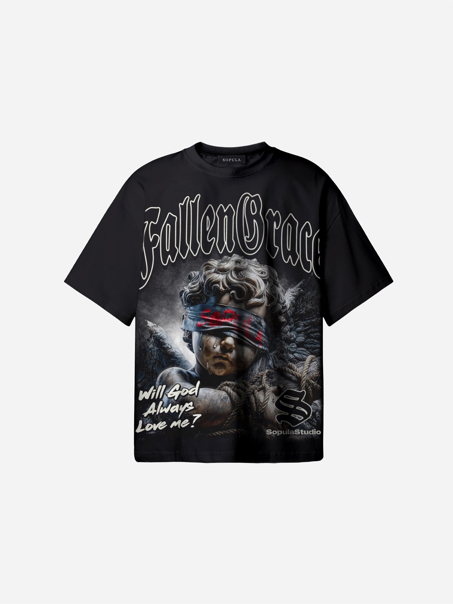 Will God Always Love Me？ Crying Angel Vintage Graphic Cotton T-shirt