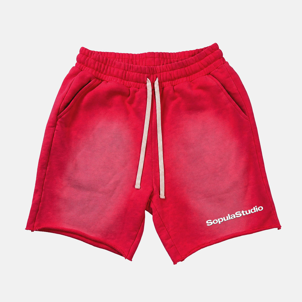Sopula Foam Process Slogan Print Janky Acid Washed Shorts