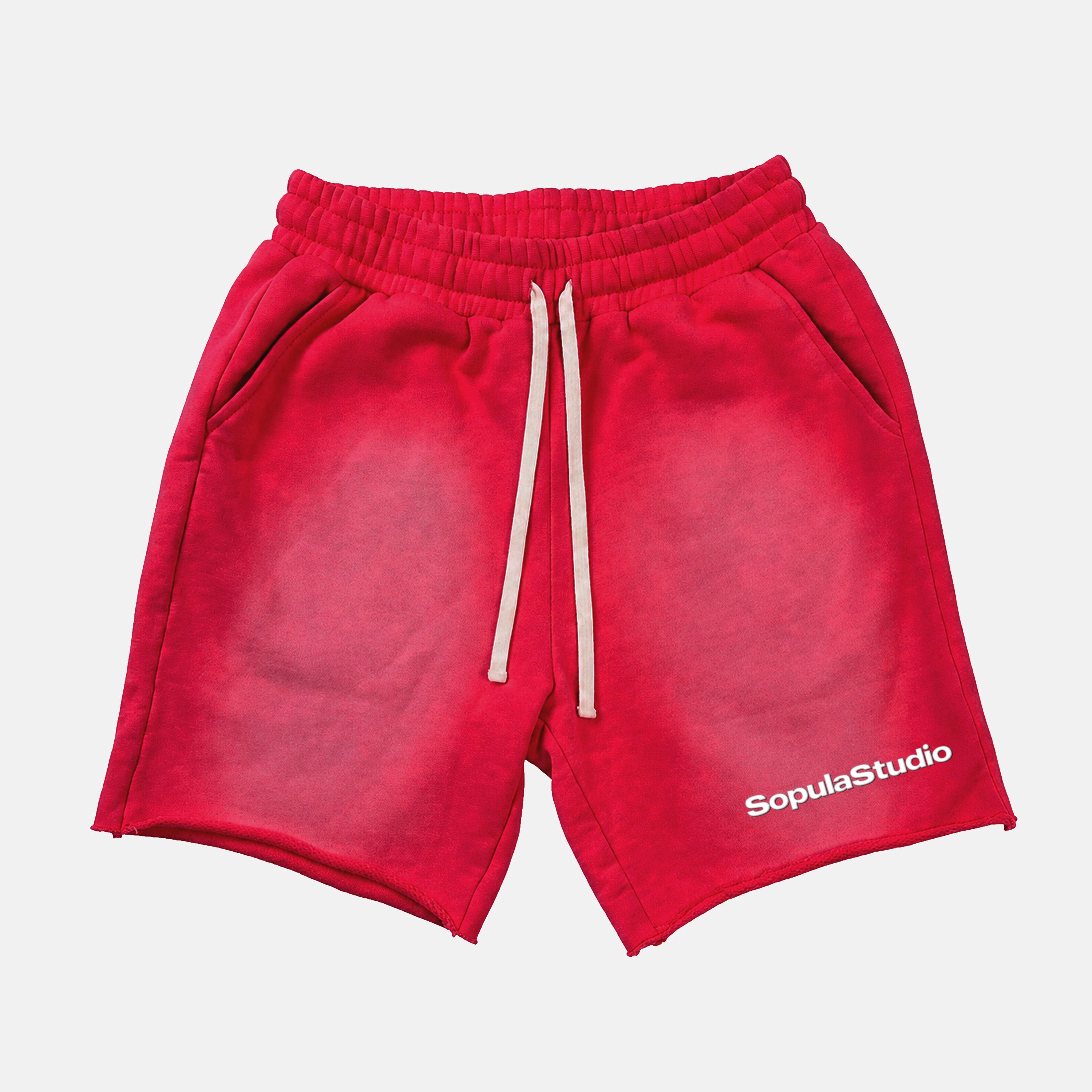 Sopula Foam Process Slogan Print Janky Acid Washed Shorts
