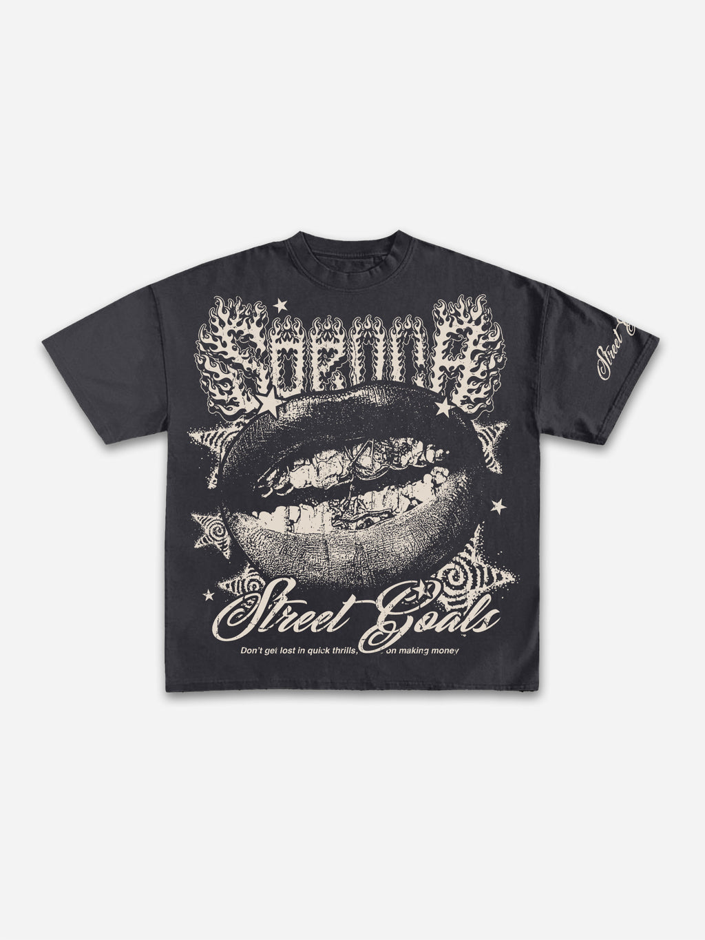 Street Goals Lip Braces Make Vintage Printed Graphic Cotton T-shirt